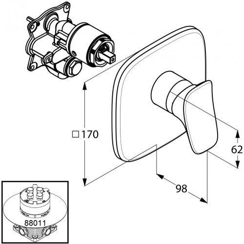 Bateria natryskowa podtynkowa KLUDI AMBIENTA do FLEXX.BOXX 88 011 chrom