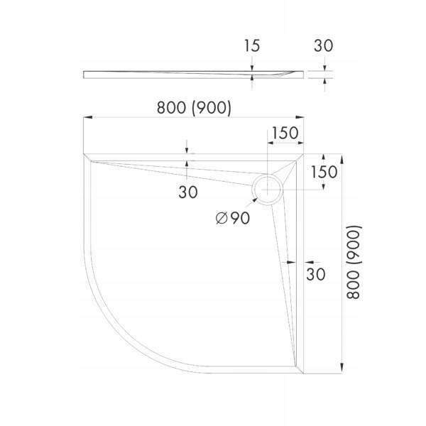 SCHEDPOL Brodzik kompozyt Etrusco Stabilsound Plus 80x80x3 R55 półokrągły