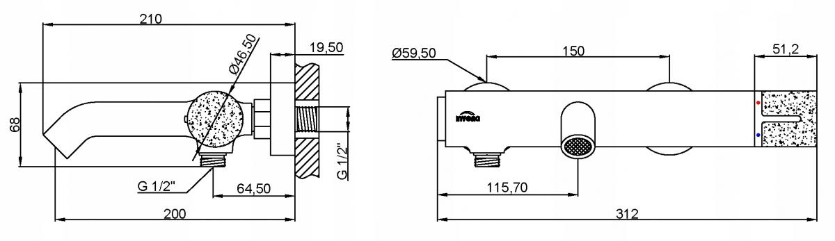 INVENA BATERIA WANNOWA GABRO PLUS INVENA TREND CHROM
