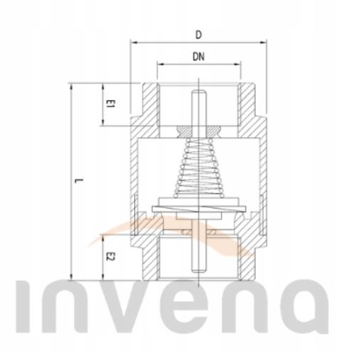 INVENA ZAWÓR ZWROTNY Z MOSIĘŻNYM ELEMENTEM ZAMYKAJĄCYM PROV 6/4
