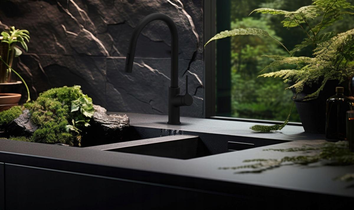 INVENA BATERIA ZLEW FARSALA Z WYCIĄGANĄ 2F WYLEWKĄ TYPU U CZARNA TREND