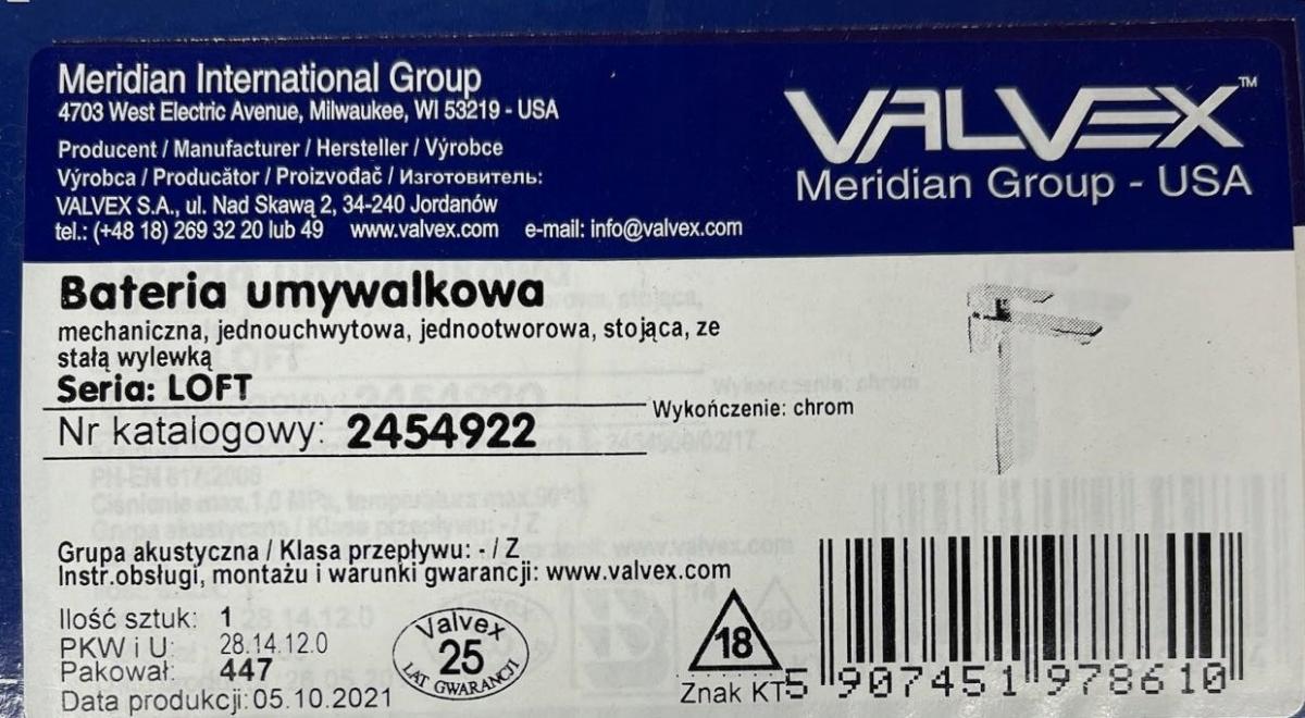 VALVEX Bateria wannowa Loft ścienna dwuotworowa chrom