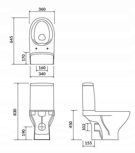 Kompakt 478 Parva New CleanOn 3/5 l,odpływ poziomy, deska duroplastowa woln