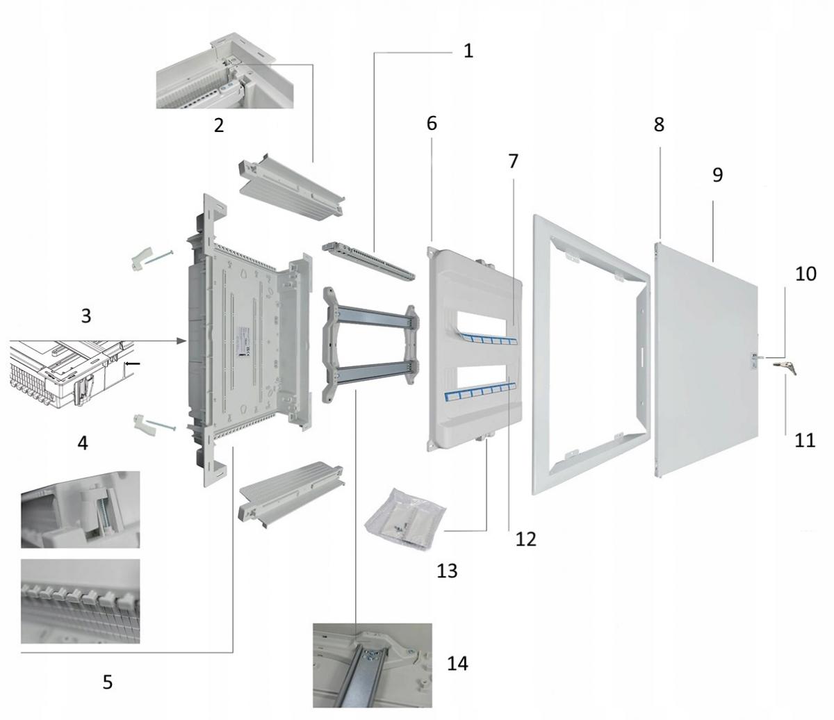 RPDM 1x14 Rozdzielnica podtynkowa drzwi metalowe N+PE (14) IDEAline