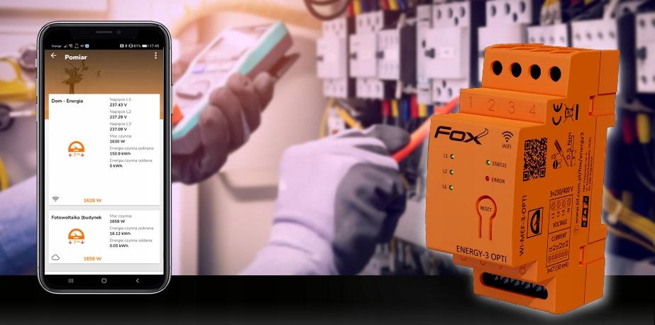 F&F Zestaw: monitor zużycia energii MEF-3-OPTI-100 FOX z lampką LK-BZ-3