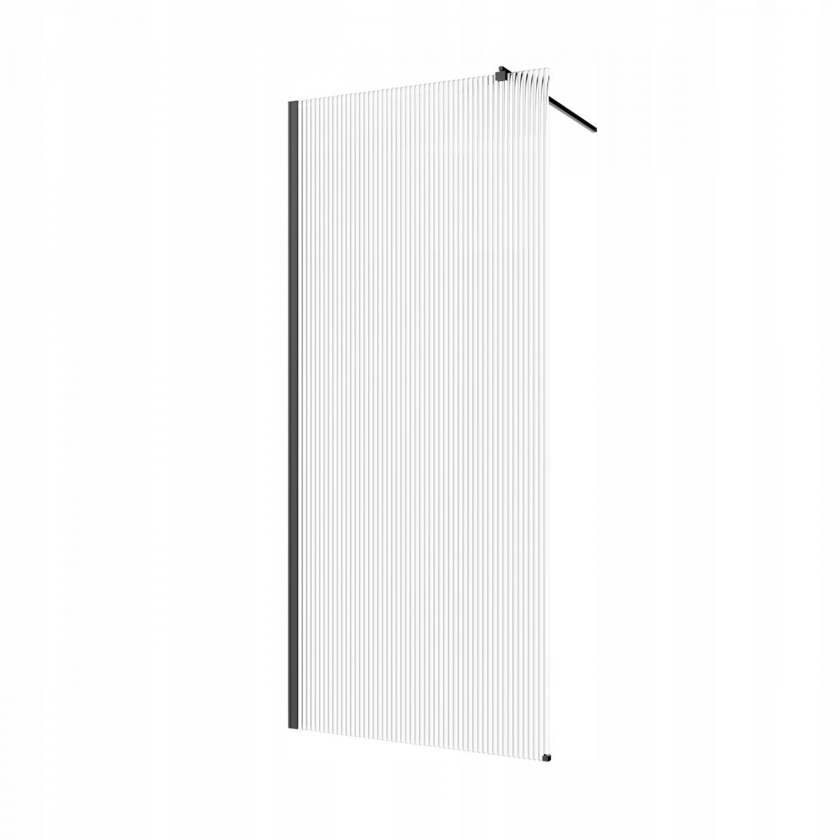 INVENA KABINA WALK-IN II TREND 90X200CM RYFLOWANA 8MM SHINY-GL. CZARNY