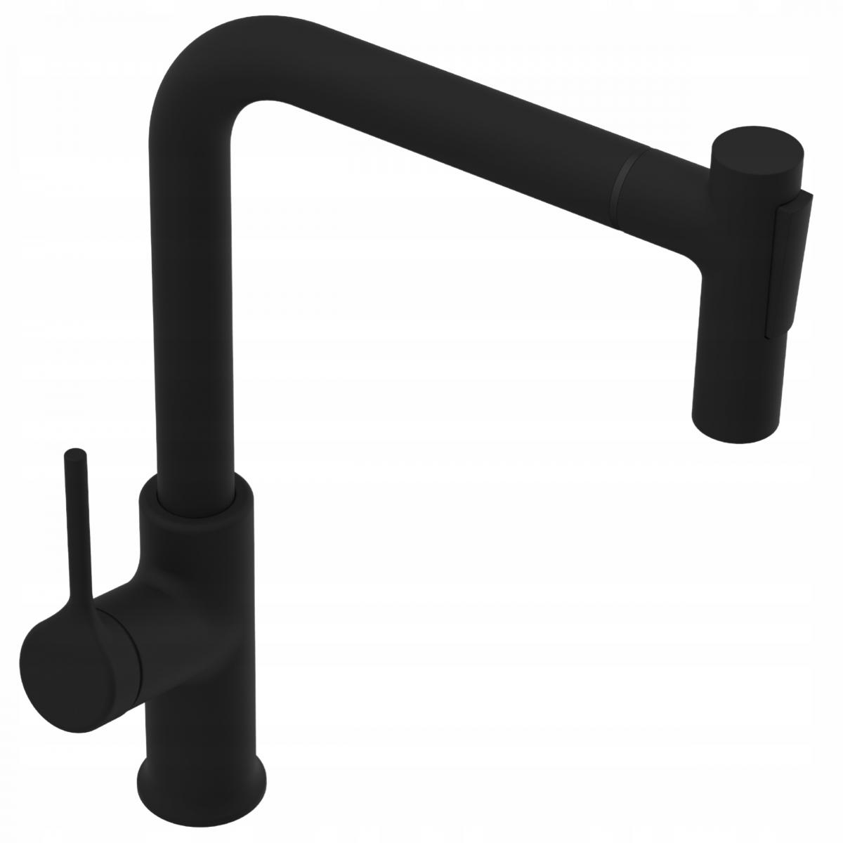 INVENA BATERIA ZLEW FARSALA Z WYCIĄGANĄ 2F WYLEWKĄ TYPU L CZARNA TREND