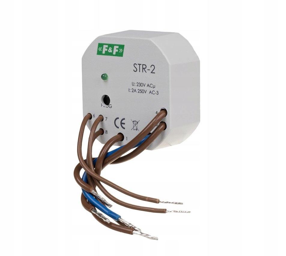 Sterownik rolet STR-1 dwuprzyciskowy, Un=230V AC, 8A, montaż w puszce podty