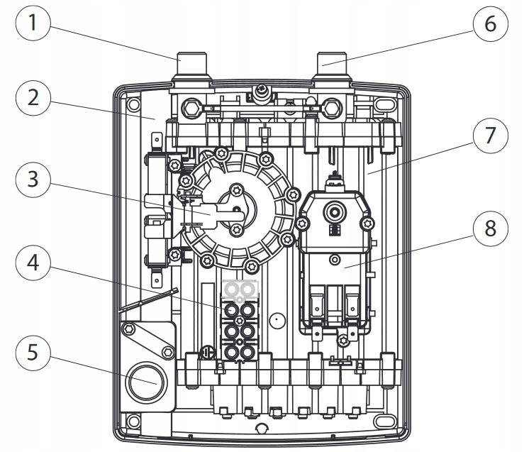 Podgrzewacz elektryczny przepływowy ciśnieniowy podumywalkowy 4.4 kW KOSPEL