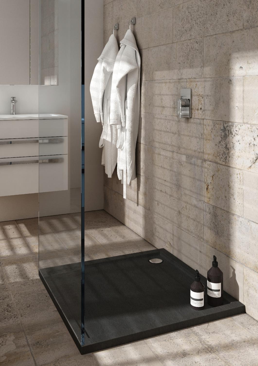 SCHEDPOL Brodzik akrylowy Caspar New Standard Plus Black Stone 90x90x4,5