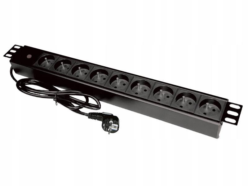 A-LAN Listwa zasilająca 19 gniazdo 9 x CEE 7/5 wtyk CEE 7/7 z diodą LED
