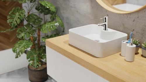 INVENA UMYWALKA NABLATOWA PATRAS 49 CM PROSTOKĄTNA, Z OTW. NA BAT.