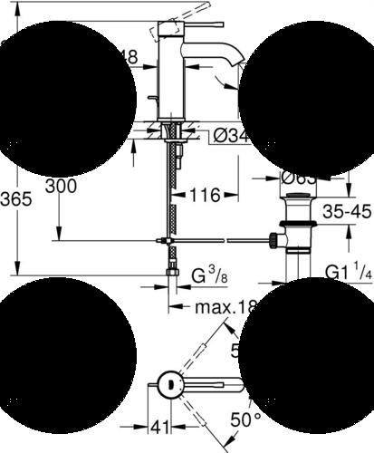 Bateria umywalkowa stojąca GROHE Essence 1-otw. phantom black giętkie węże