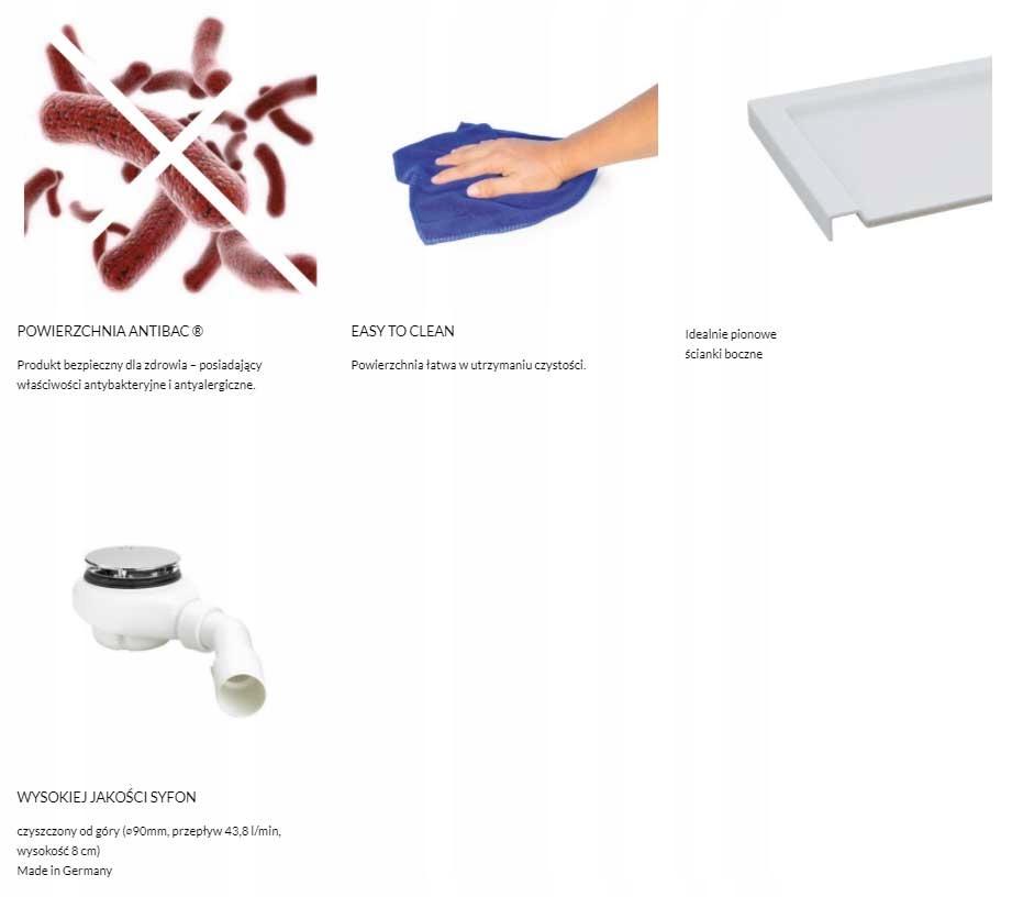 SCHEDPOL Brodzik akrylowy Caspar New Standard Plus Black Stone 80x120x4,5cm