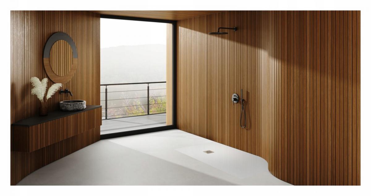 SCHEDPOL Brodzik kompozyt Kalait Stabilsound Plus White Stone 80x90 z M2