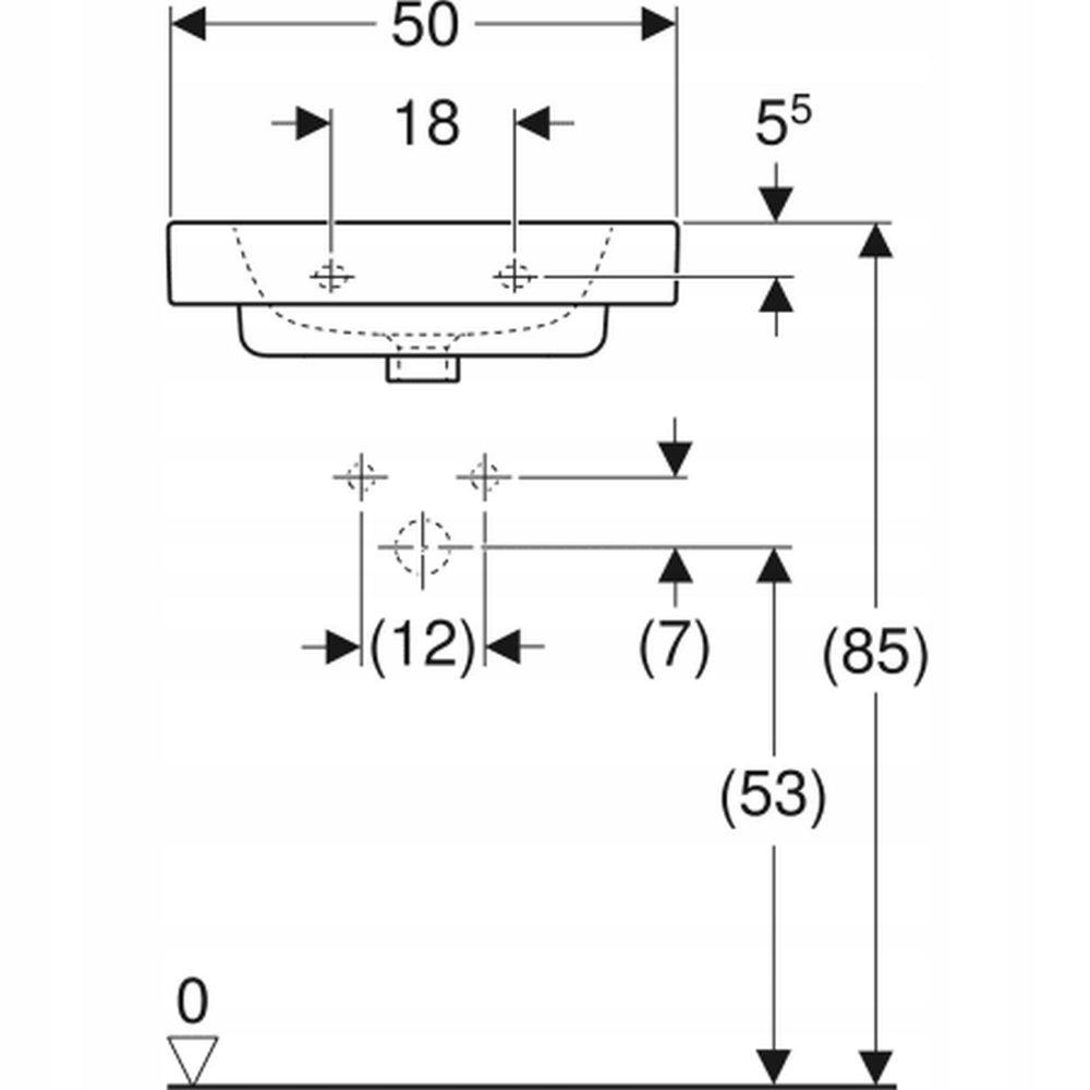 Umywalka Modo kompaktowa, B50 cm, H15.5 cm, T40 cm, z przelewem, z otworem