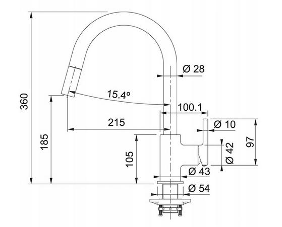 Bateria zlewozmywakowa stojąca FRANKE Lina 1-otw. onyx z wyciąganą wylewką