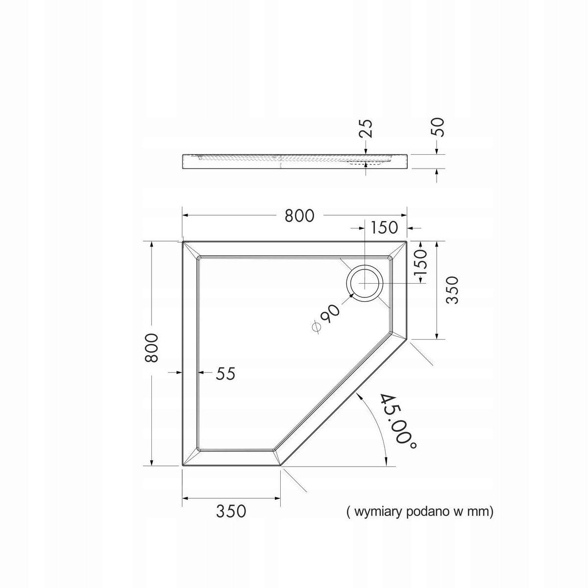 Brodzik akrylowy 3.4697 / C / ST z zintegrowanym nośnikiem Stabilsound z pr