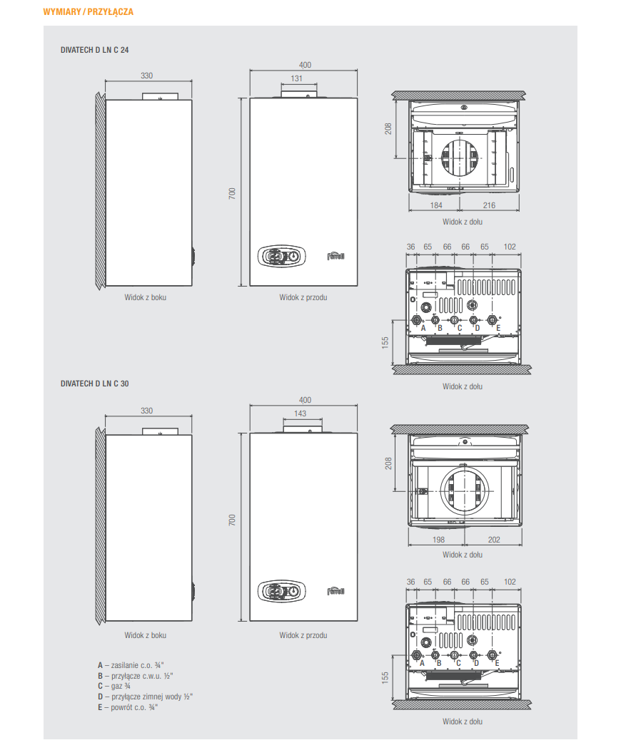 KOCIOŁ GAZOWY FERROLI DIVATECH D LN C 24 kW 2-F 48h