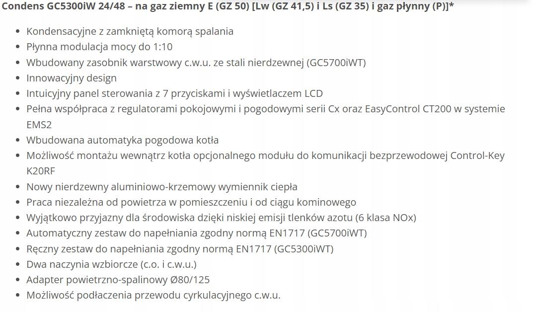 BOSCH Kocioł gazowy kondensacyjny Condens GC5300iWT 24/48 dwufunkcyjny