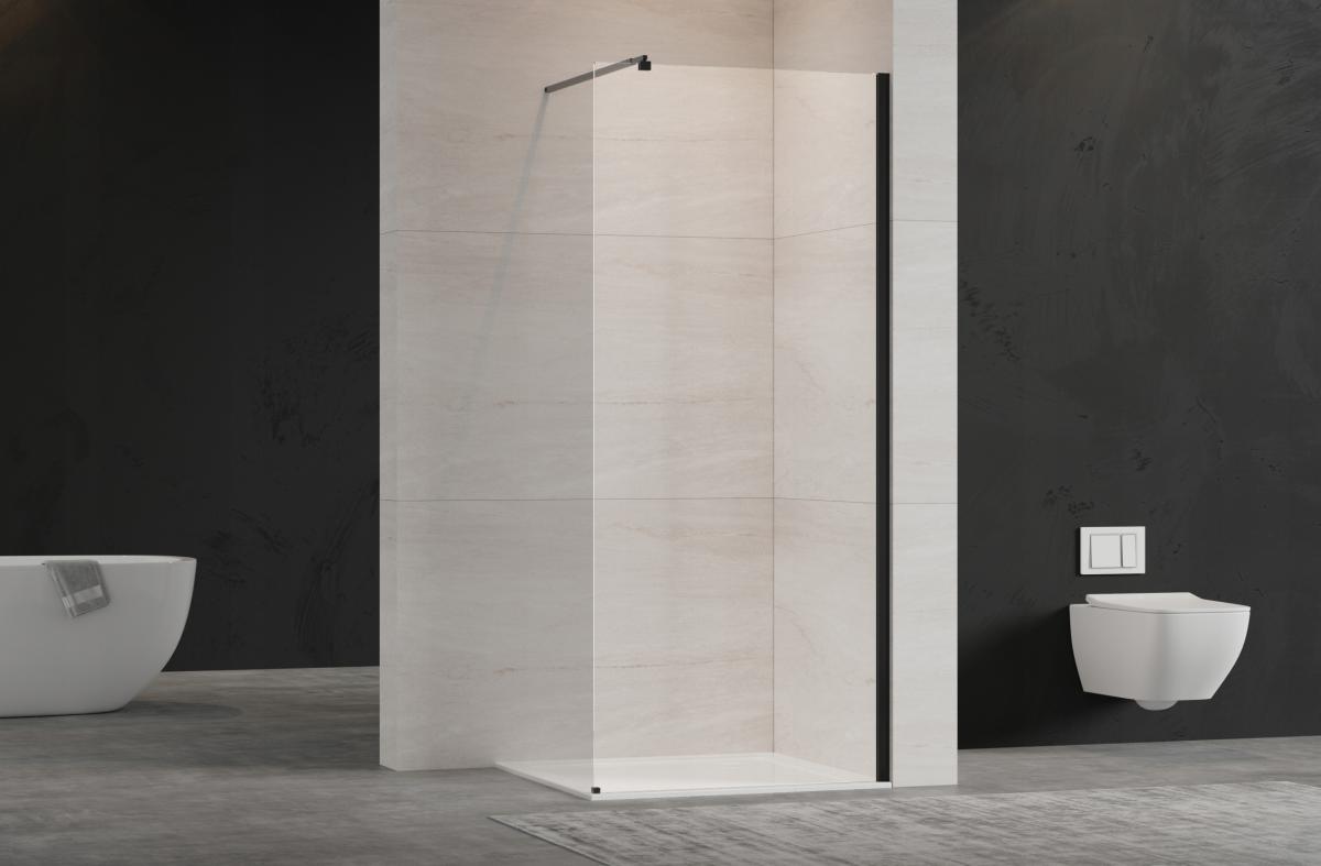 INVENA KABINA WALK-IN II 110X200CM TRANSP 8MM SHINY-GLASS CZARNY