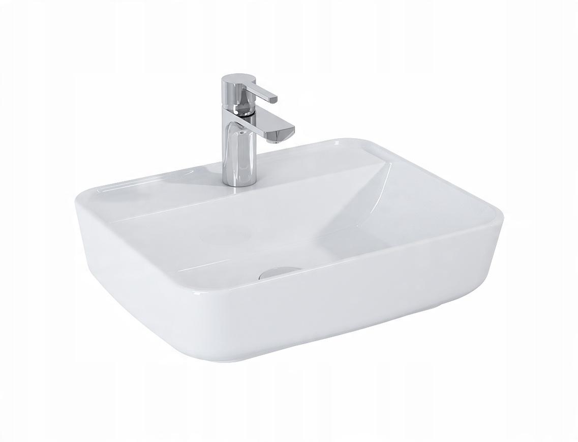Umywalka nablatowa ENZO 50x40cm, z/otw., b/przel. Ceramiczna Biały ELITA