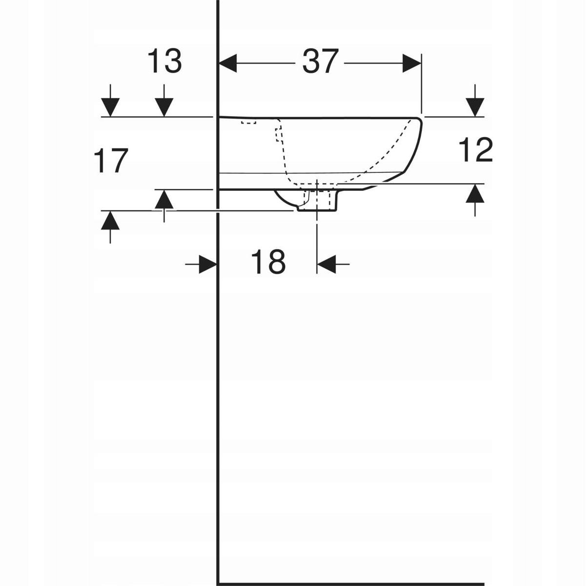 Umywalka kompaktowa Selnova B45 cm, H17 cm, T37 cm, z przelewem, z otworem