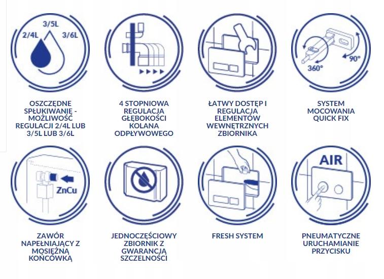 CERSANIT Stelaż podtynkowy pneumatyczny AQUA 50 quick fix K97-521