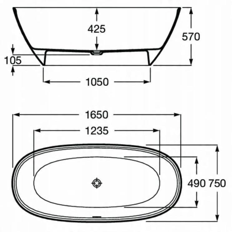 Wanna wolnostojąca ARIANE 165x75cm Biały ROCA