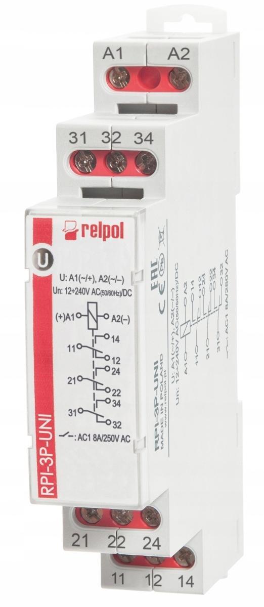 RELPOL Przekaźnik instalacyjny RPI-3P-UNI