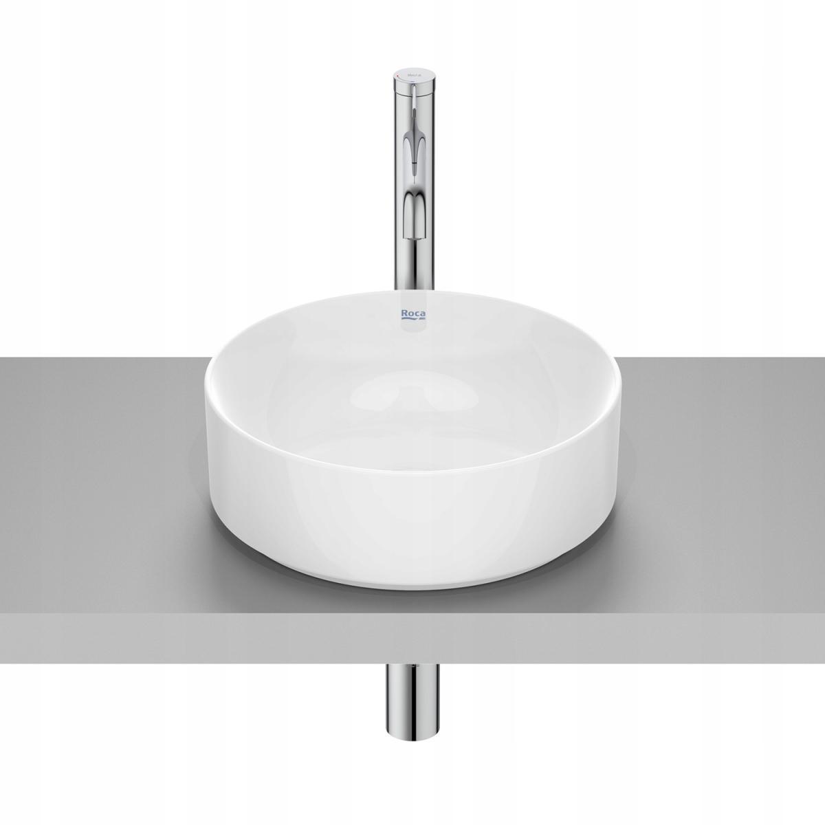 Umywalka nablatowa ONA ROUND 37cm, b/otw., b/przel. Biały ROCA