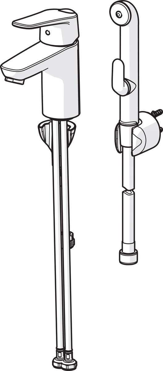 ORAS Bateria umywalkowa Vega z eko przycisk z rączką Bidetta czarna matowa