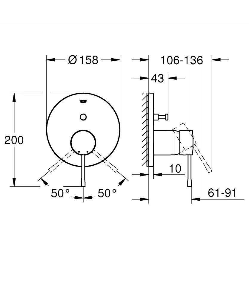 Bateria prysznicowa GROHE EuroEco 1-otworowa chrom