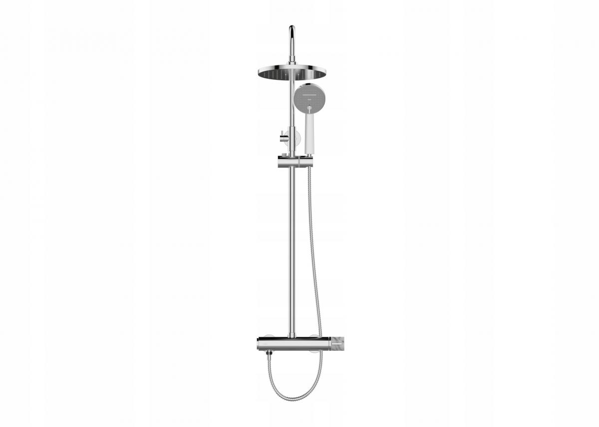 INVENA DESZCZOWNIA Z BATERIĄ NATRYSKOWĄ GABRO PLUS INVENA TREND CHROM