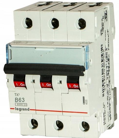 LEGRAND Wyłącznik nadprądowy S 303 3P B 63A 6000A TX3