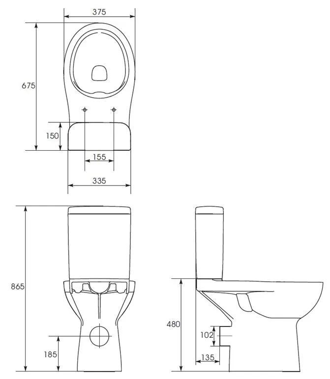 Kompakt 579 Etiuda dla osób niepełnosprawnych CleanOn 3/6 l, odpływ poziomy