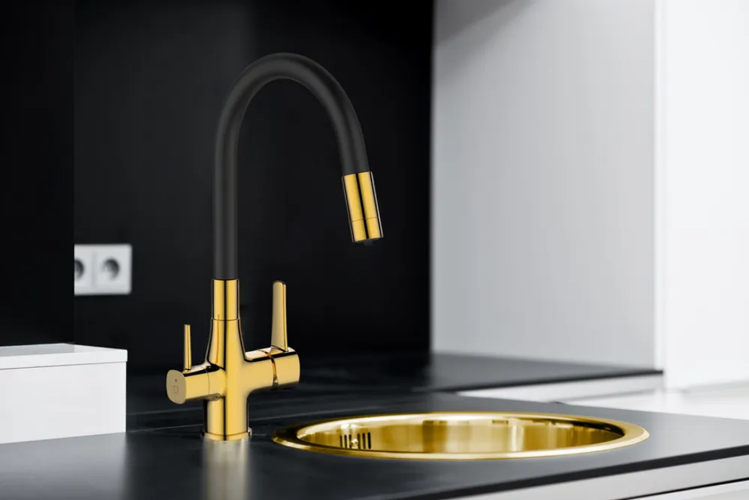 INVENA BATERIA ZLEWOZMYWAKOWA Z FILTREM GLAMOUR INVENA TREND, ZŁOTA