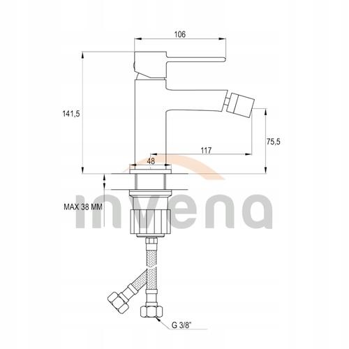 Bateria bidetowa INVENA GLAMOUR CZARNY