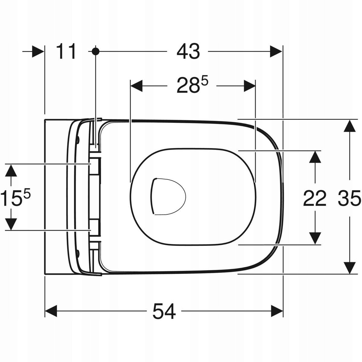 Zestaw wiszącej miski WC Smyle Square lejowa, B35.5 cm, H37.5 cm, T54 cm, u