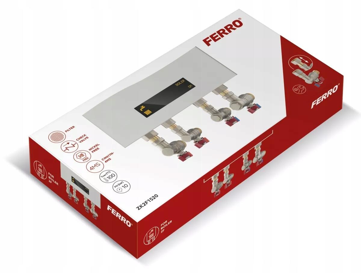 FERRO Zestaw zaworów kątowych pod kocioł 2-funkcyjny