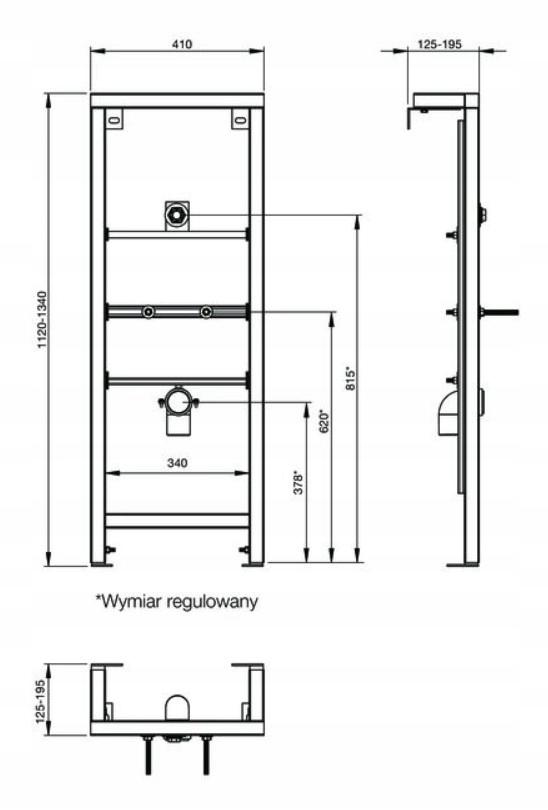 Stelaż do pisuaru podtynkowy z dopływem z góry ROCA 410 x 240 x 1180 mm