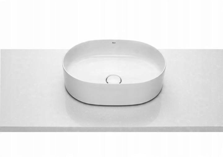 Umywalka nablatowa INSPIRA ROUND 50x37cm, b/otw., b/przel. Biały ROCA