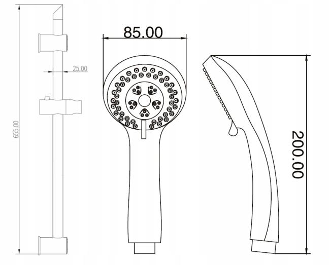 INVENA ZESTAW NATRYSKOWY NA DRĄŻKU CITY 3F