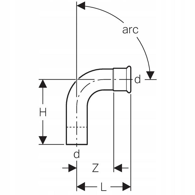 GEBERIT Kolano Geberit Mapress Edelstahl jednokielichowe 90° d54