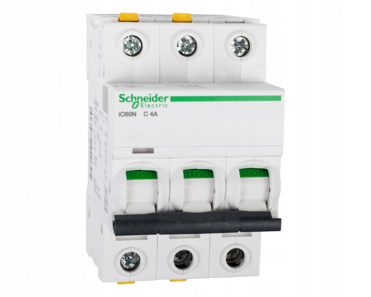 IC60N Wyłącznik nadprądowy, 4A, 6kA, charakterystyka C, 3-polowy