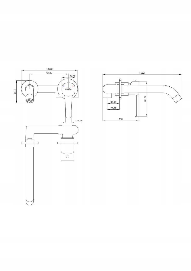 INVENA BATERIA UMYWALKOWA PODTYNKOWA GLAMOUR ZŁOTY INVENA TREND