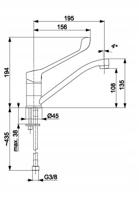 Bateria kuchenna stojąca ARMATURA KRAKÓW RUMBA 1-otw. beżowa/chrom