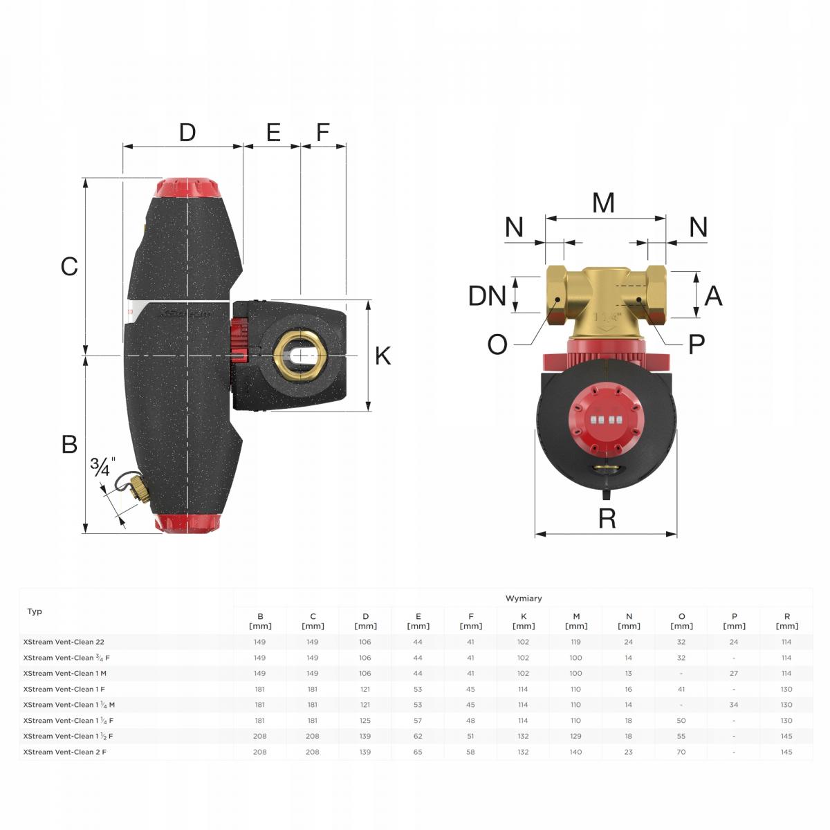 Flamco Separator powietrza XStream Vent-Clean 11082 Gz 5/4 M 48h