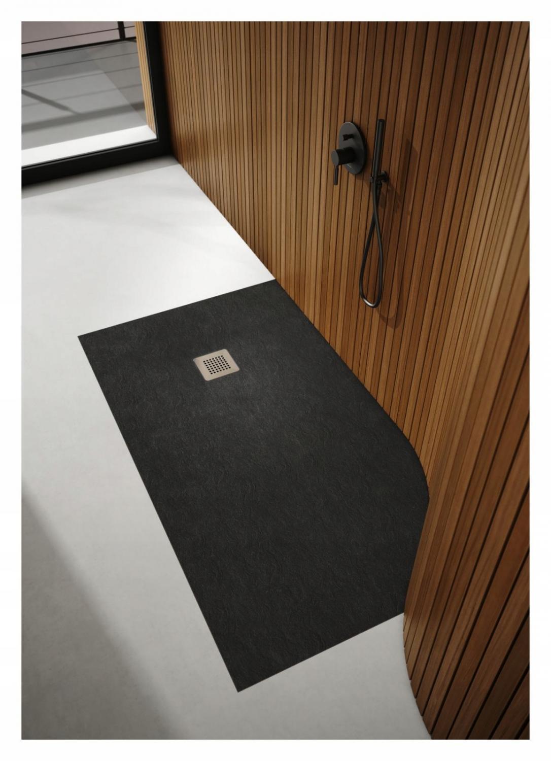 SCHEDPOL Brodzik kompozyt Kalait Stabilsound Plus Black Stone 80x80 z M2