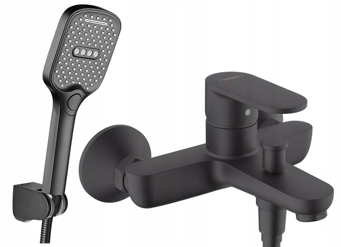 Bateria wannowa jednouchwytowa ścienna Hansgrohe Vernis Blend czarny